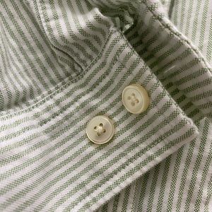 L.L. Bean Classic Oxford in Green Seersucker Stripe